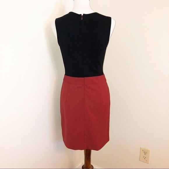 Theory Burgundy & Black Color Block Dress Size 6 - Picture 3 of 8